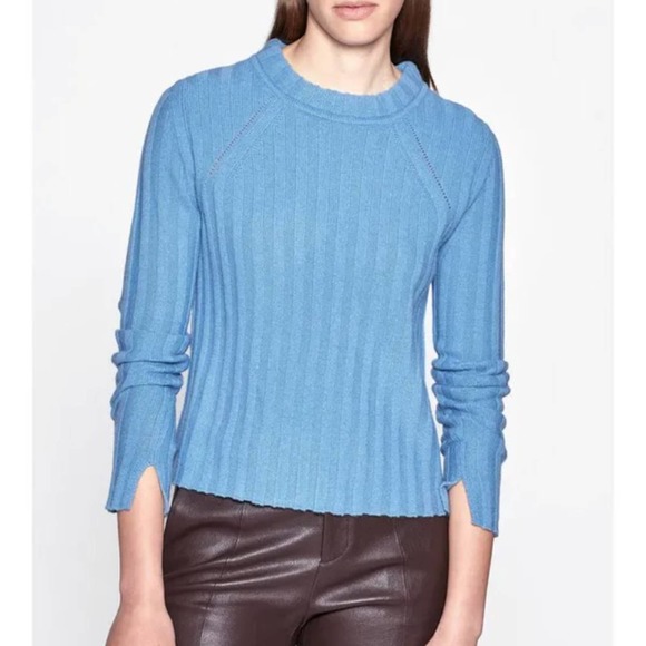 Equipment Alyce Wool Sweater Blue Ribbed Pullover Knit Size wool blend - Picture 8 of 8